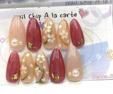 11,⌒現品ネイルチップを格安で販売します 桜をモチーフにあしらってみました。
