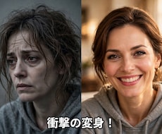 YouTubeサムネイルを作ります 目を引く変身系・ビフォーアフターも