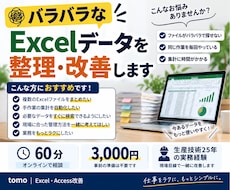 バラバラなExcelデータを整理・改善します イメージ1