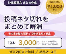 SNS投稿文をまとめて10本作成します イメージ1