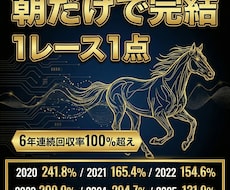 朝のレースを厳選し長期で稼ぐ1点買い手法を渡します 過去6年のデータから年間回収率と安定性を追求しました