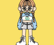 似顔絵風イラストお描きします ポップでハッピーな似顔絵風イラスト
