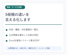 商品・サービス5候補を比較表に整理します イメージ1