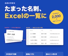 名刺の写真をExcelに200枚まで入力します イメージ1