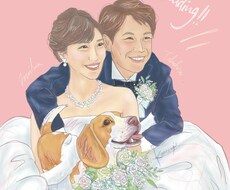 愛犬といつも一緒♪フレンチ風にイラスト作成します それぞれベストショットを組み合わせて可愛く描きます！