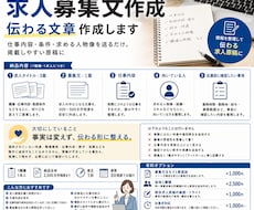 求人募集文作成｜伝わる文章作成します 仕事内容・条件・求める人物像を送るだけ。掲載しやすい原稿に