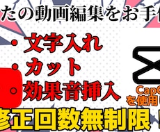 簡単な文字入れやカット効果音挿入などを行います イメージ1