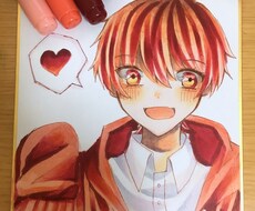 色紙イラスト(コピック)かきます お好きなキャラやうちの子を色紙(アナログ絵)に描きます！
