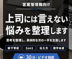 上司には言えない悩みを整理します 営業管理職の経験をもとに、思考整理から具体策まで支援します