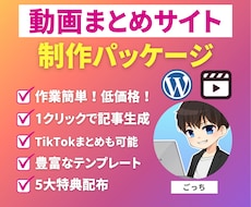 動画まとめサイト制作パッケージ販売します 動画コンテンツが主体のサイトなので文章が苦手な方にオススメ！