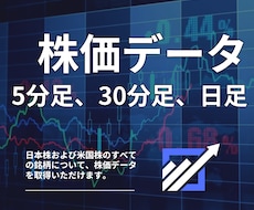 株価データの1分/5分/30分/日足を販売します 全期間にわたる銘柄および指数データを提供