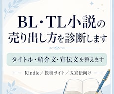 BL・TL小説の売り出し方を診断します 投稿サイトやKindle向けに、タイトル・紹介文等を整えます