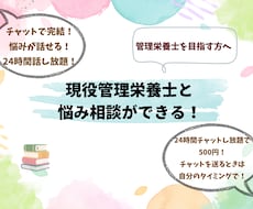 現役管理栄養士と相談できます 喋るのが苦手でもOK！チャットでできる！1日し放題！