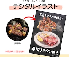 飲食店向けチョークアート風メニューイラスト描きます 写真をもとに手描き風イラストに仕上げます