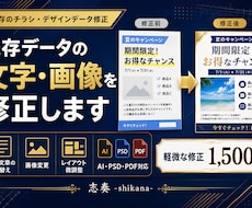 既存のチラシ・デザインデータを修正します 文字や文章の差し替え・レイアウト調整・PDF書き出しに対応