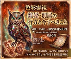 限定価格　離婚・別居・今すべきことを即日占います パートナーの本音・二人の縁・これからの流れを色彩霊視で鑑定