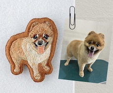 手刺繍オーダーメイド動物ブローチお作りします お写真を思い出メモリアルとして持ち歩けます