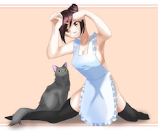 猫と人間が仲良くしているイラストを描きます イメージ1