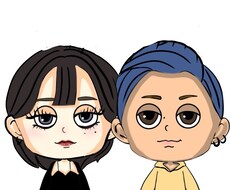 かわいいポップな似顔絵、イラストを提供します カップルの方や、SNSのアイコンなど自分だけのキャラクターを
