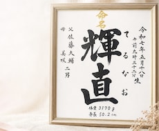 命名書｜出産祝いに筆耕士が毛筆の手書きで清書します お七夜・お宮参りに。手形足形スペース付き色紙・送料込¥500
