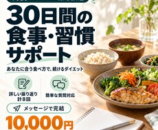 30日間、続けられるダイエットをサポートします 食事の振り返り8回＋質問対応で、あなたに合う習慣づくり