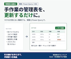 手作業のExcel管理表を、関数などで自動化します イメージ1