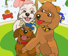 愛犬の似顔絵イラストをキャラクター風に描きます