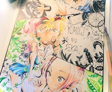 モノトーン✖フルカラー オリジナルイラスト承ります 唯一無二の生原稿にして納品します！データ化も承ります！