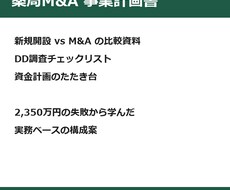 薬局M&A・独立の事業計画書を作成します 2,350万円の失敗から学んだ実践的な資料作成