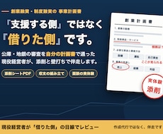 融資を受けた現役経営者が事業計画書を添削します イメージ1