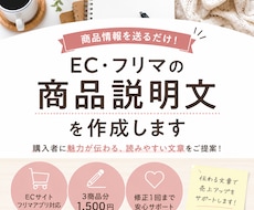 EC・フリマの商品説明文を魅力的に作成します 商品情報を送るだけ！購入者に伝わる読みやすい商品説明文を作成