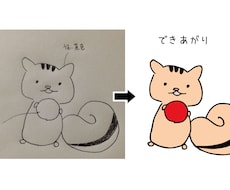 手書きイラストやロゴ等をトレースしてデータ化します 拡大や縮小をしても劣化しにくいデータにしてお渡しします。