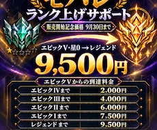 モバレのランク上げを丁寧にサポートします エピックVからレジェンドまで販売開始記念価格！