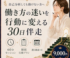 自己理解を行動に変える30日伴走をします 60分セッション＋行動プラン＋定期確認で、働き方の迷いを整理