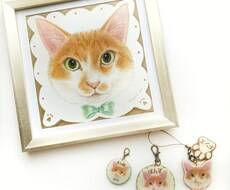 ペットの似顔絵と首輪チャーム　セットでお作りします イメージ1