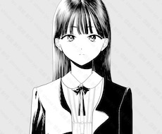 モノクロ(白黒)でアイコンに使える女の子描きます イメージ1