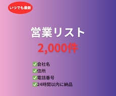 営業リスト作成します ご希望の営業リストを迅速、低価格でご提供いたします