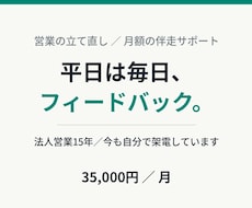 法人営業15年｜営業の立て直しを毎日伴走します 平日は毎日フィードバック。数字を見ながら継続で伴走します