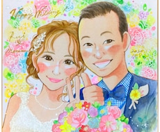 ラメ入り!ウェルカムボード/カップル似顔絵作成ます 1点、1点、心を込めて似顔絵を描かせていただきます