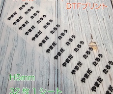 お名前DTFアイロンプリントシート製作します 文字高H5mmで、ご指定の文字・フォント・カラーで製作