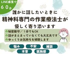 ６０分チャットで不安や悩みのお話し相手になります イメージ1