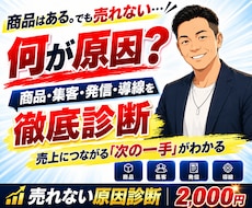 あなたの商品が売れない原因をプロが徹底診断します 商品？集客？もう迷わない！売上につながる次の一手を明確に