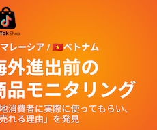 ベトナム・マレーシアで商品モニタリングを行います 現地に精通したチームが日本品質の管理で現地の生の声を回収