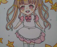 アナログイラストでミニキャラの女の子を描きます イメージ1