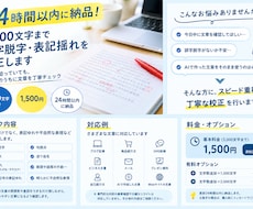 24時間で3000文字の誤字・表記ゆれを校正します イメージ1
