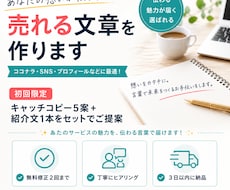初回限定・キャッチコピー5案+紹介文作成します あなたの想いが伝わる、売れる文章を作ります