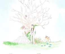 柔らかい雰囲気のウェディングツリー描きます 来場者と一緒に楽しめるイラスト作成します