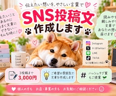 SNS投稿文をやさしく読みやすい文章で作成します 「伝えたいことはあるけど、文章にするのが難しい…」をお手伝い