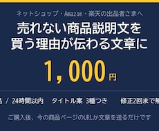 買う理由が伝わる商品説明文に書き直します Amazon・楽天・自社ECの1商品を24時間以内に