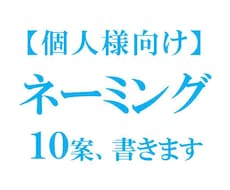 個人様向け　高品質な【ネーミング １０案】書きます プロコピーライターが低価格で２日で提供する効果的な１０案。